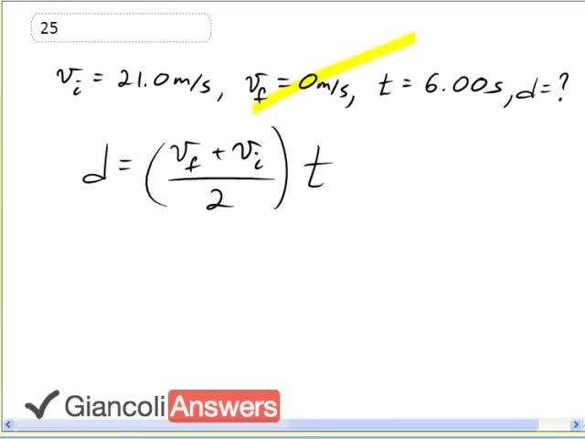 Giancoli 6th Edition Chapter 2 Problem 25 Giancoli Answers